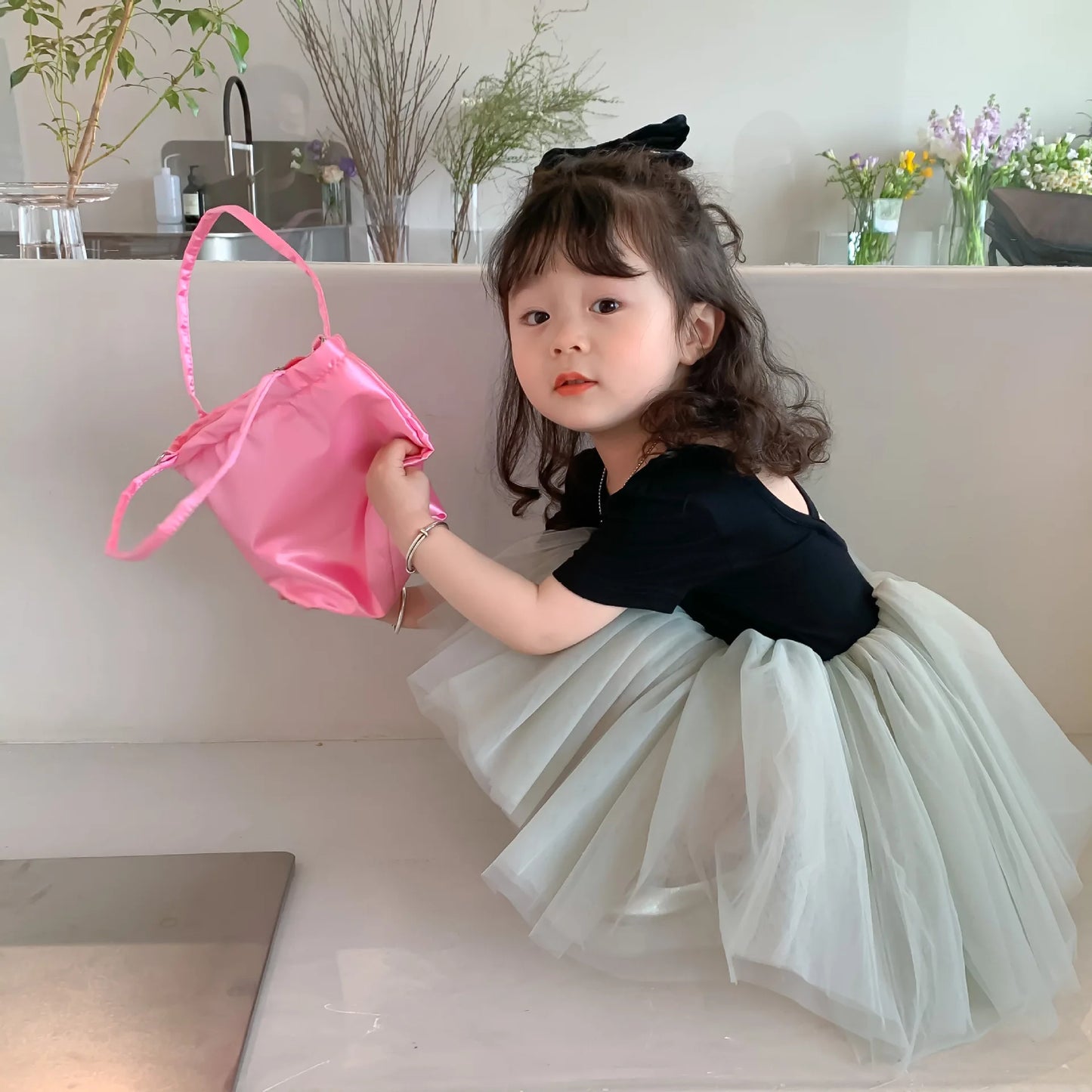 New Summer Kids Dresses for Girls Pure Color All-match Lace Girls  Short-sleeved Dress Baby Princess Dress Girls Clothes