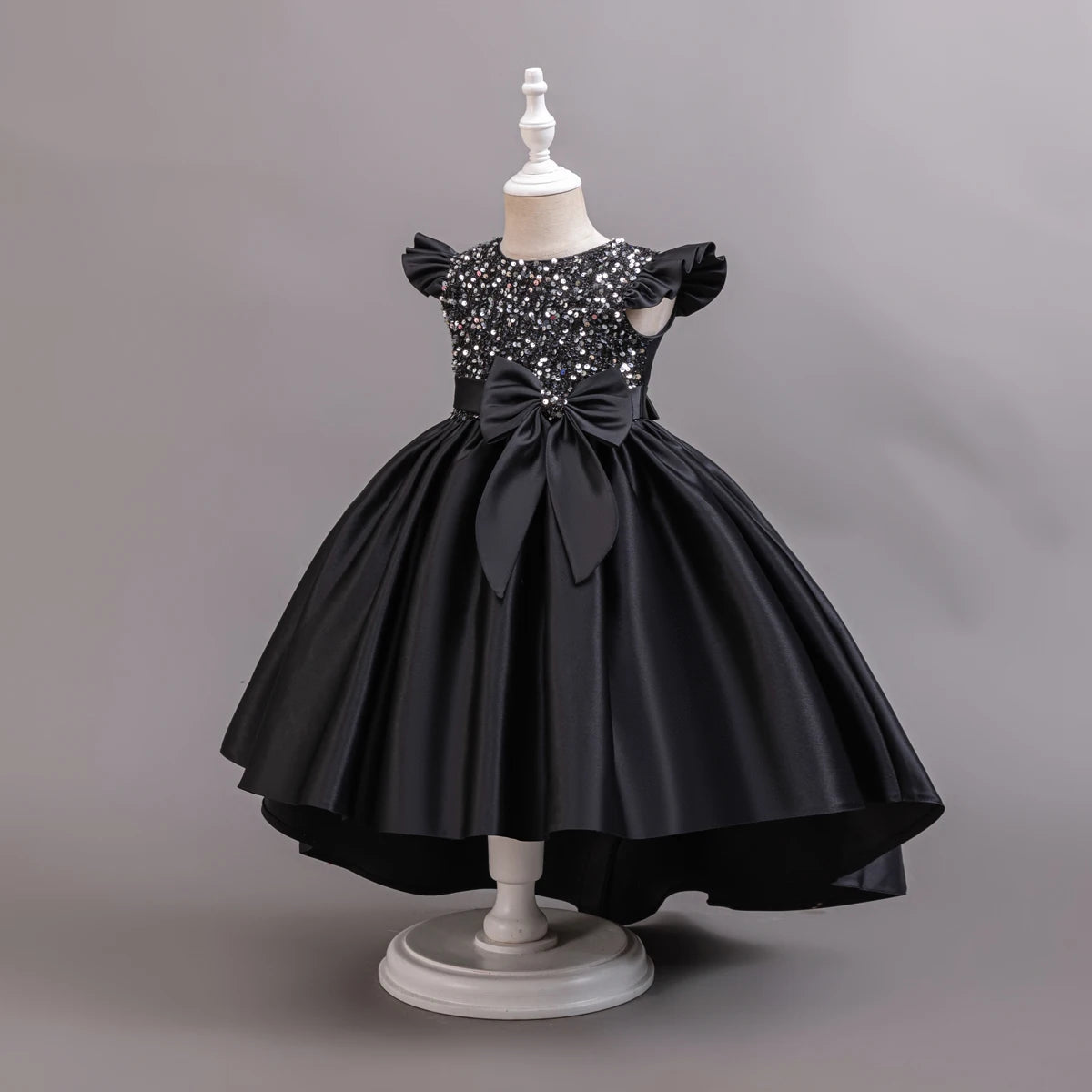 Girl Black Gown Girls Fly Sleeveless Dress Children Wedding Evening Birthday Party Princess Dresses For Children Girls