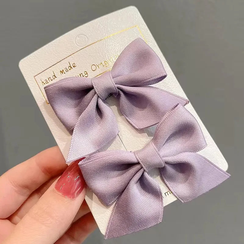 2PCS New Cute Bow Headgear Sweet Little Girl Hair Accessories Summer Girls Net Red Clips Baby Hairpins Children Hair Clips Gifts