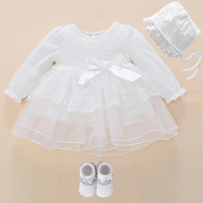 Newborn Baby Girl Dress Baptism Dress White Christening Clothes For Baby Girl Lace Vestido Bebe Robe Bapteme 3 6 9 Months