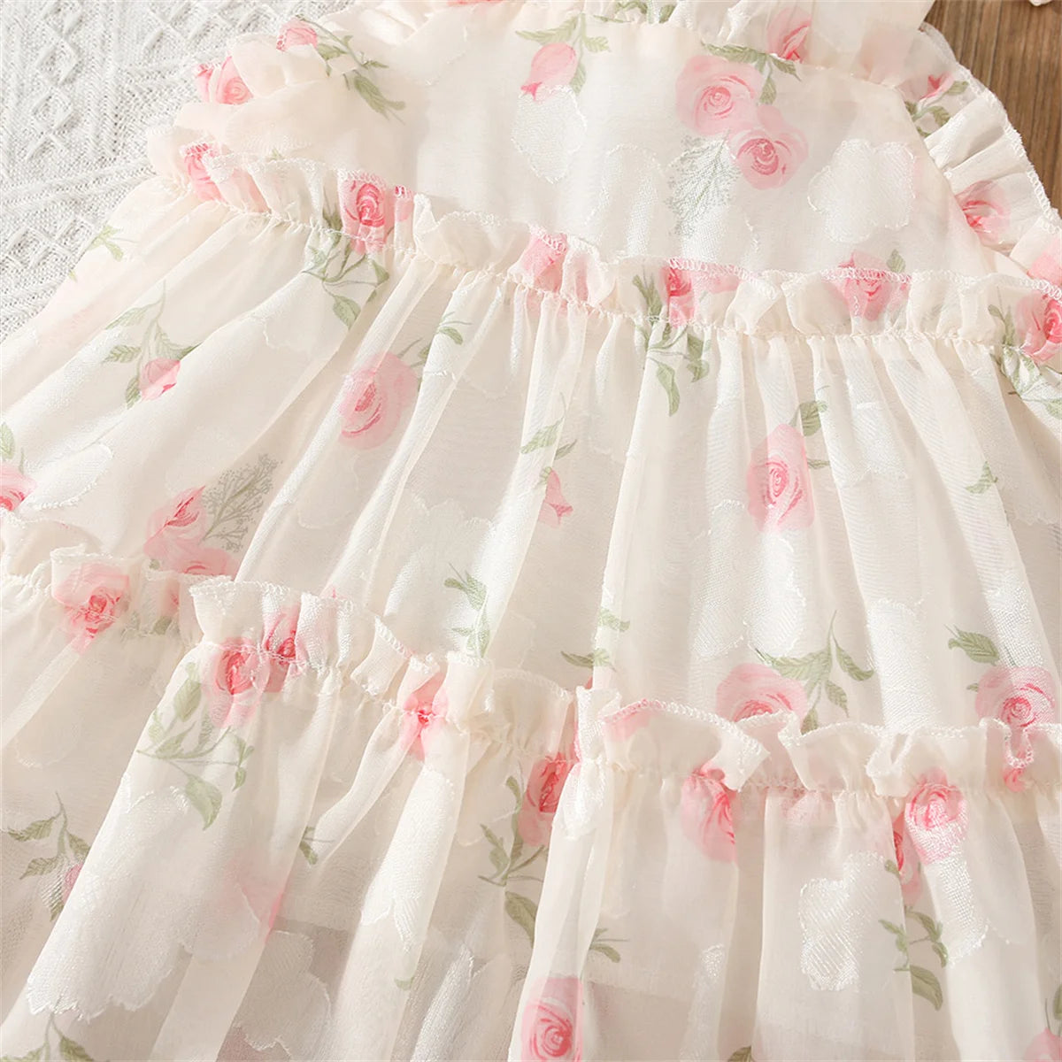 Summer Girls' Dress Strap Chiffon Cool Beach Skirt Beautiful Fragmented Flower Ladies Fashion Bow Sleeveless Skirt