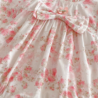 2025 Boutique Spring Cute Baby Clothes Girls Floral Print Dresses Newborn Girl Romper Birthday Party New Dress for Children Kids