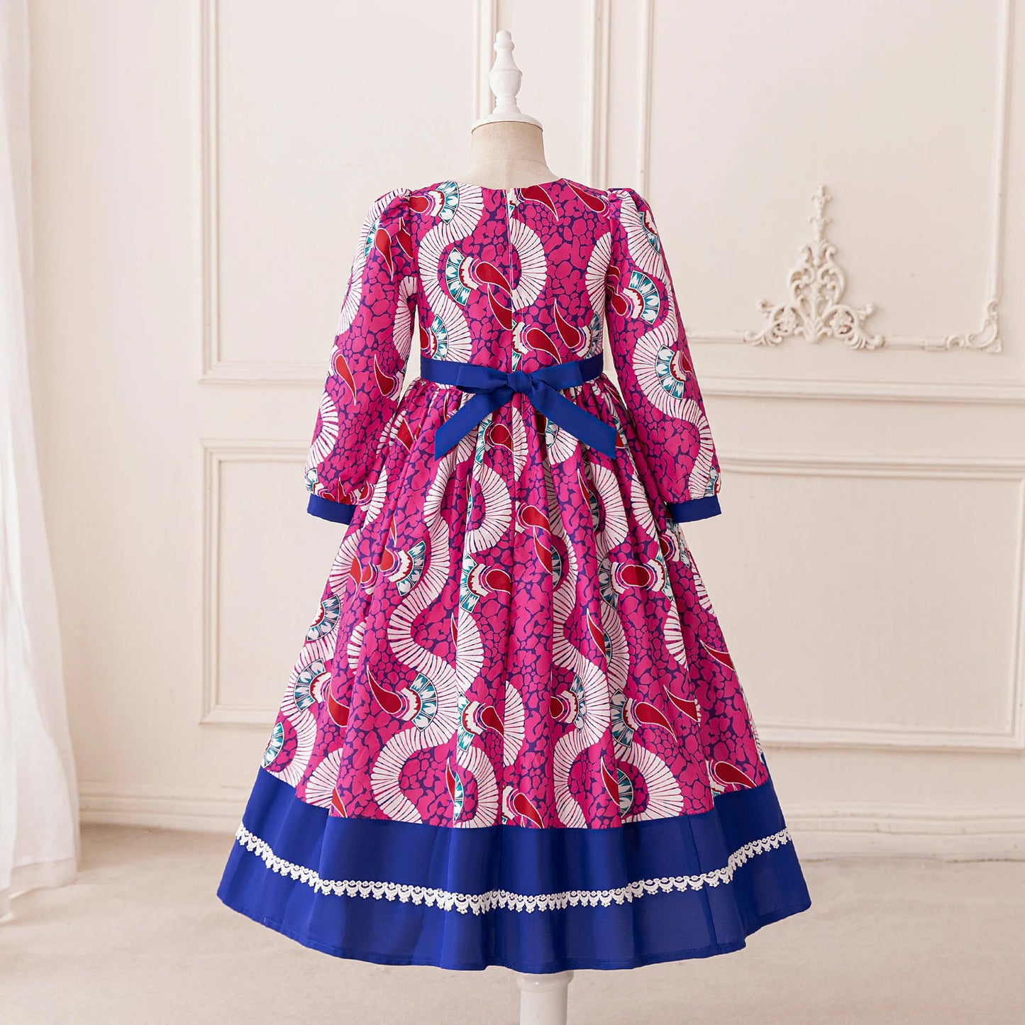 Girl Dress For Eid Arab Muslim Floral Print Long Sleeve Dress For Children Formal Pageant Party Festival Ceremonial Banquet Gown