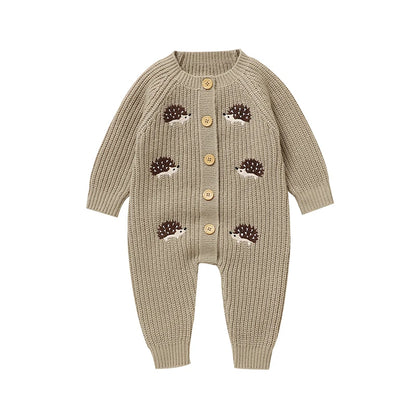 Newborn Clothes Outfits Autumn Winter Baby Boy Girl Long Sleeve Knitted Rompers Jumpsuits Cute Hedgehog Infant Outwear Playsuits