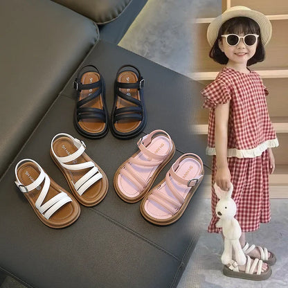 1-10Y Baby Girls Sandals Summer Children's New Cool Fashion Princess Cute Versatile Shoes for Students Flat Sandal Casual Shoe  (Available)