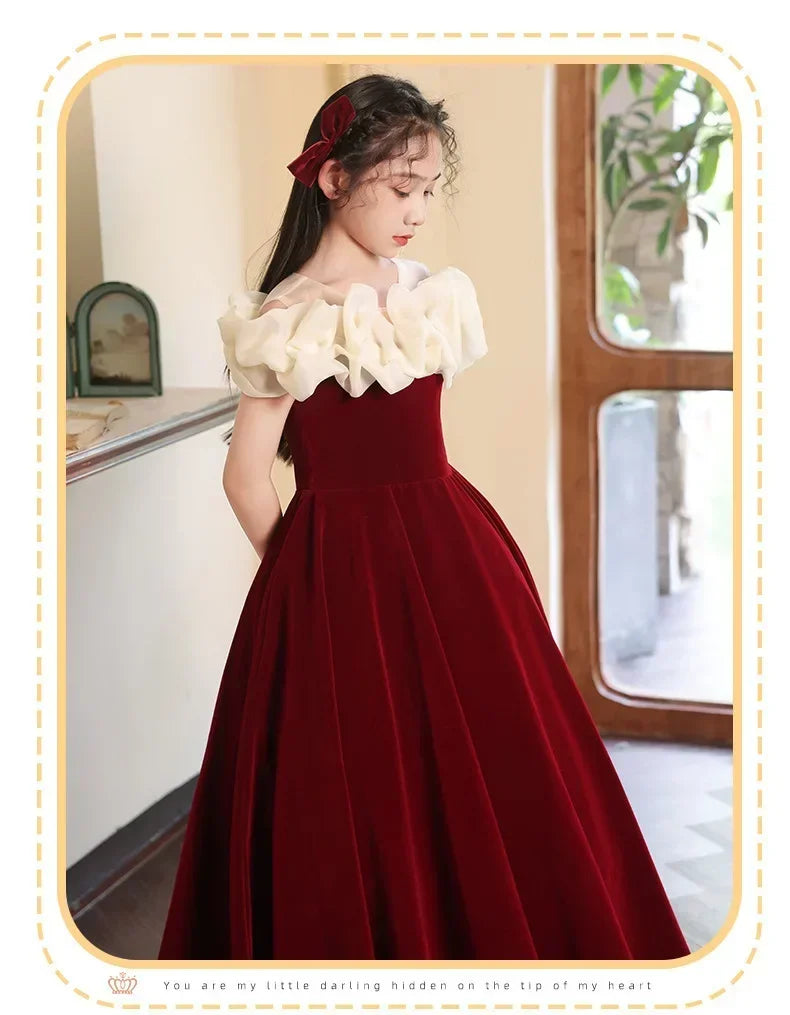 2025 New Party Dresses for Girls Teenage Girl Luxurious Evening Dress Kids VintageNew Years for Eids Quinceanera Red Ball Gown