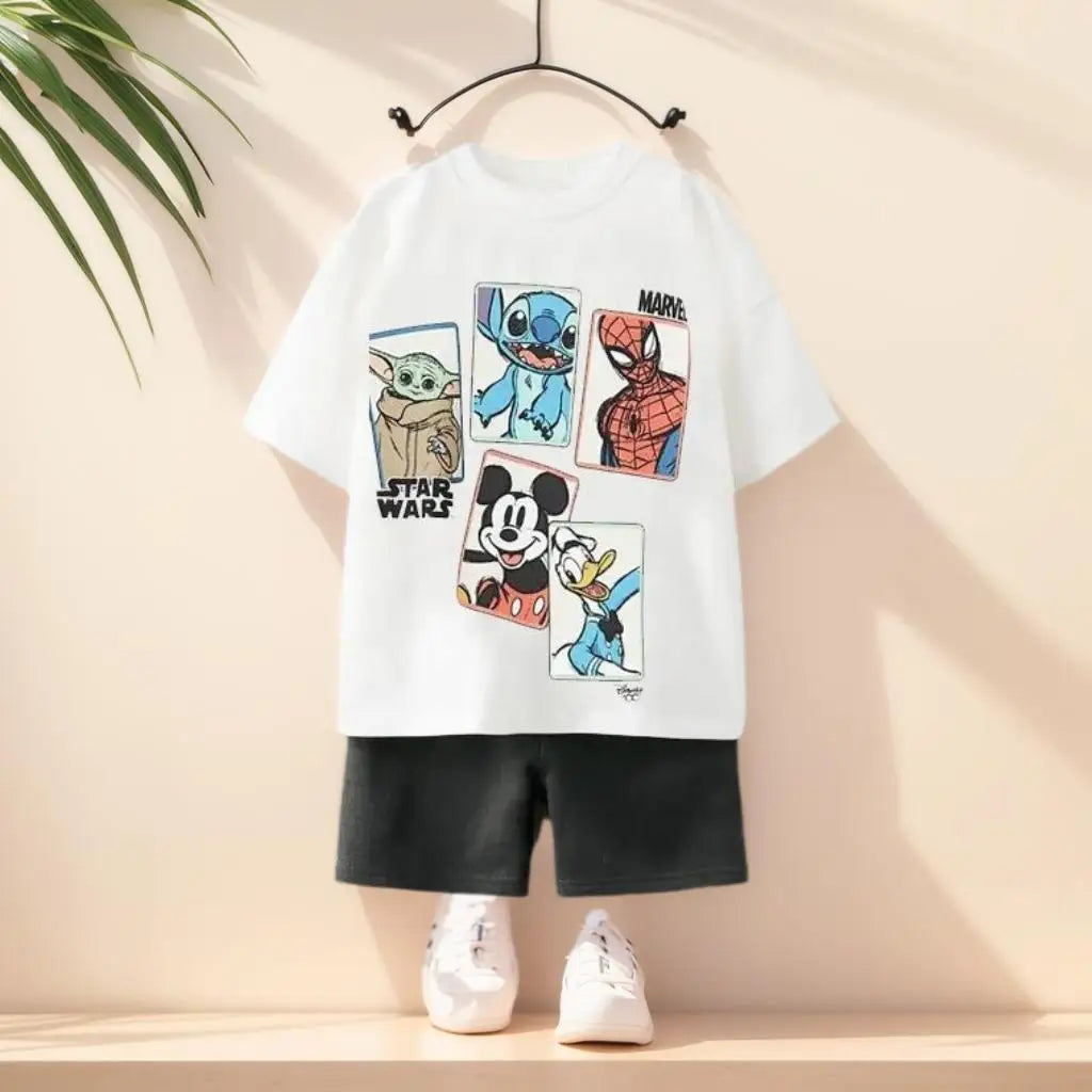 Cool Kids Boys Girls Summer Clothing Sets Children Cut Cartoon Print Short Sleeve T-shirt Tops With Shorts Toddler Baby Pajamas