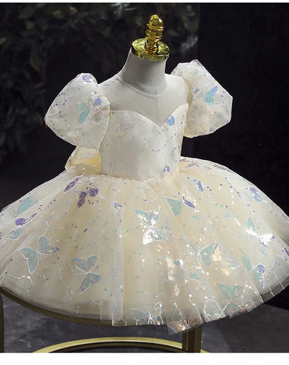 Kids Birthday Party Dress for Girls Children Princess White Wedding Formal Occasion Dresses Elegant Evening Luxury Gown Pageant