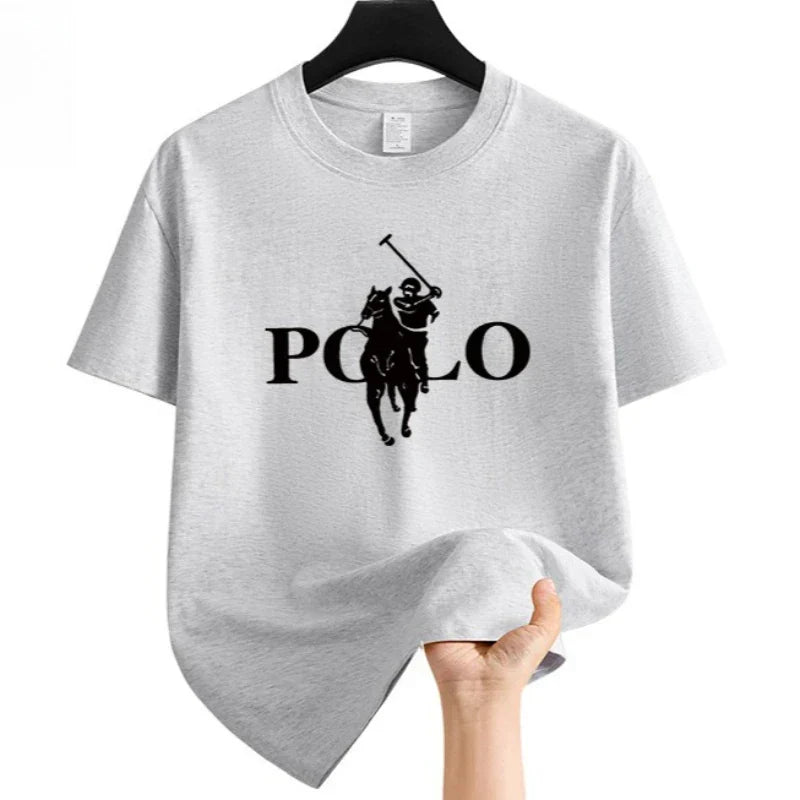 Men's Summer Fashion Brand Clothing  Casual Business Shorts  Loose Sleeve Versatile Round Neck T-Shirt  Breathable T-Shirt  (Available)