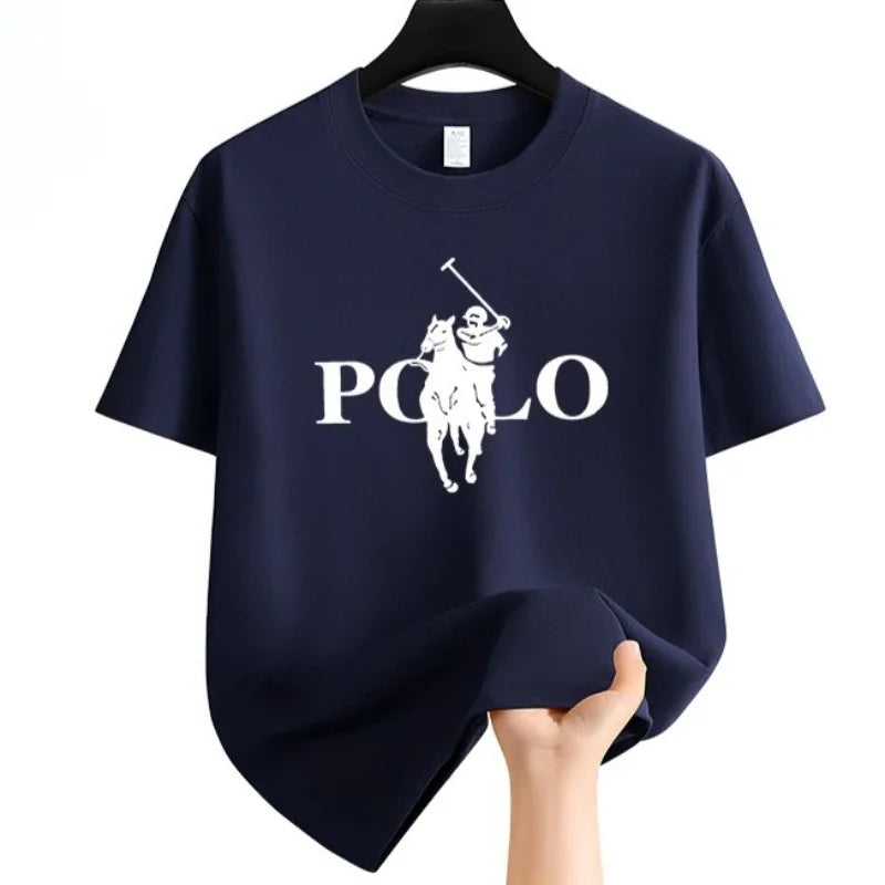 Men's Summer Fashion Brand Clothing  Casual Business Shorts  Loose Sleeve Versatile Round Neck T-Shirt  Breathable T-Shirt  (Available)