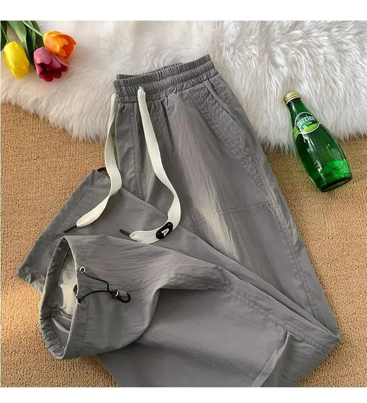 Summer Pants for Men Trendy and Versatile Loose Straight-leg Teenage American Quick-dry Cargo Casual   (Available)