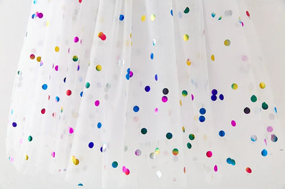 Girls Summer Dresses 2025 New Fashion Sweetheart Colorful Sequin Tulle Dress Kids Vacation Birthday Party Princess Dress
