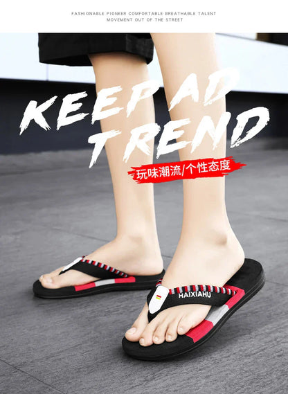 Men Slides Cloth Tape Woven Color Matching Stripe Wear-resistant Slippers Size 39-45  (Available)