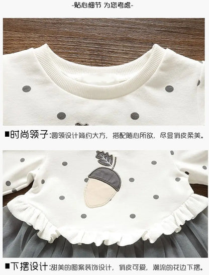 Girls' Dress Spring Autumn Baby Long Sleeved Hoodie Dresses Sweet Children's Princess Clothing Fashion Gauze Girls Clothes Ropa