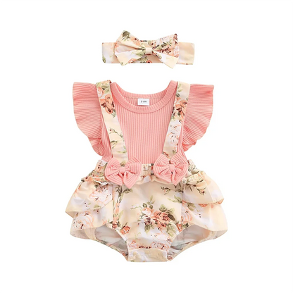 Kids Dress For 0-18 Months Cotton Ruffle Sleeve Cute Butterfly Floral Summer Princess Formal Dresses Newborn Baby Girl Clothes (Available)