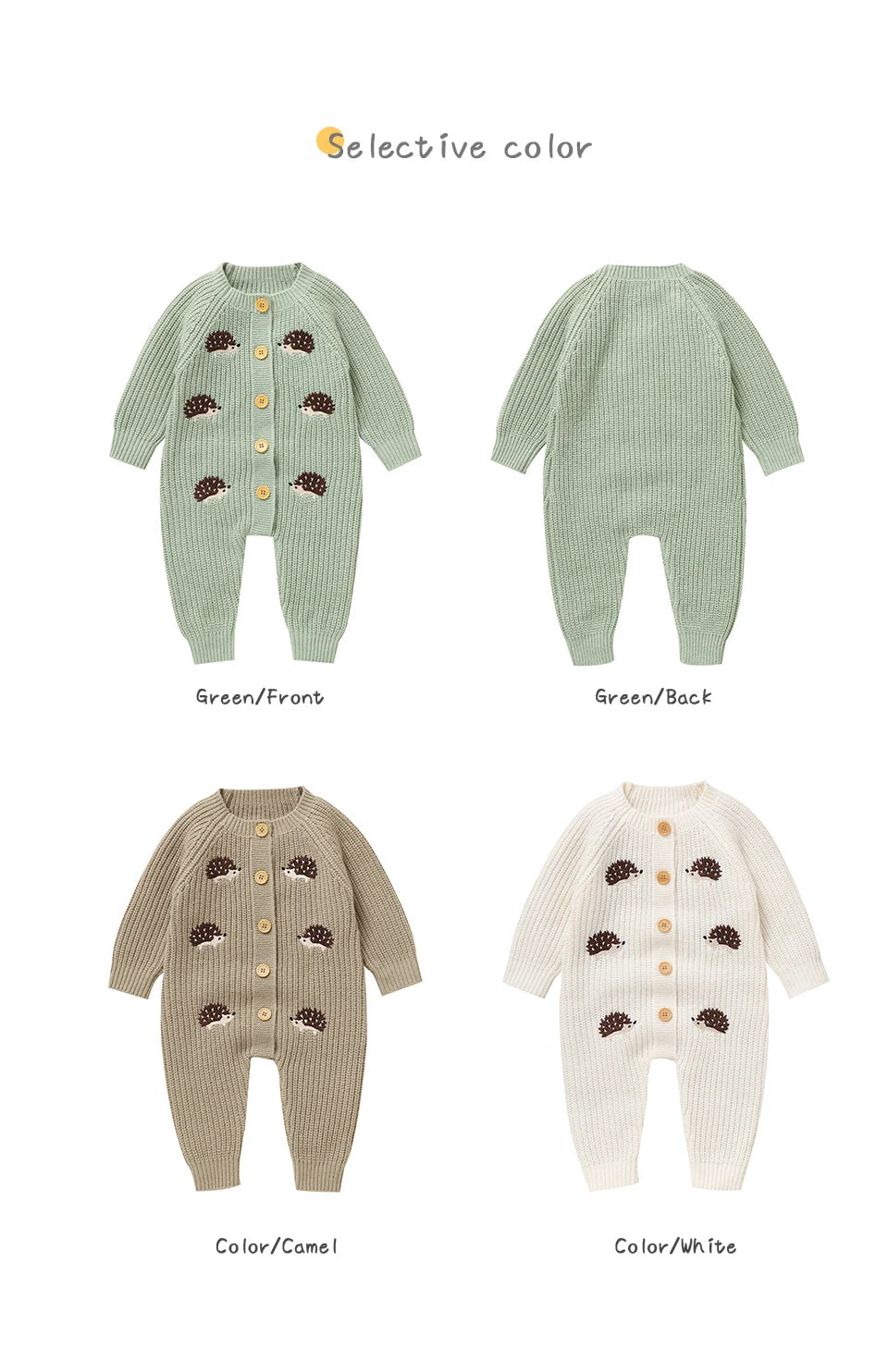 Newborn Clothes Outfits Autumn Winter Baby Boy Girl Long Sleeve Knitted Rompers Jumpsuits Cute Hedgehog Infant Outwear Playsuits