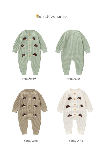 Newborn Clothes Outfits Autumn Winter Baby Boy Girl Long Sleeve Knitted Rompers Jumpsuits Cute Hedgehog Infant Outwear Playsuits