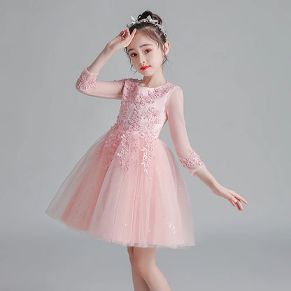 Girls Dress New Design Tail Evening Bridesmaid Wedding Casual Elegant New Year Princess Children Party Dress