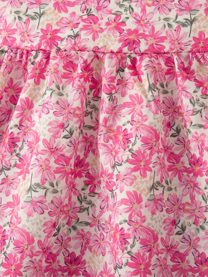 Summer Beach Party Dress for Girls Rose Red Bow Flower Print Suspender Dress Girl Casual Outdoor Outfit Sent Hat