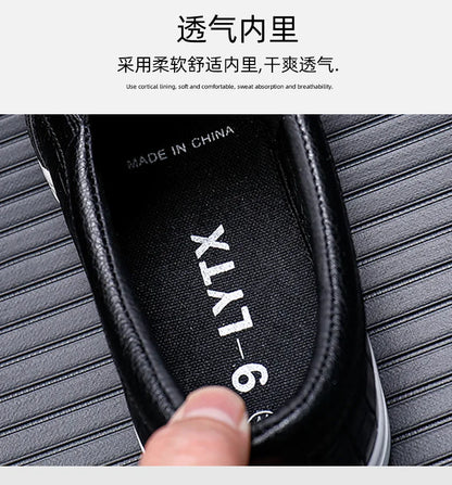 New Shoes for Men Leather Casual Shoes Spring Fashion Concise Flat Shoes 2 Colors Slip-on Loafers (Available)