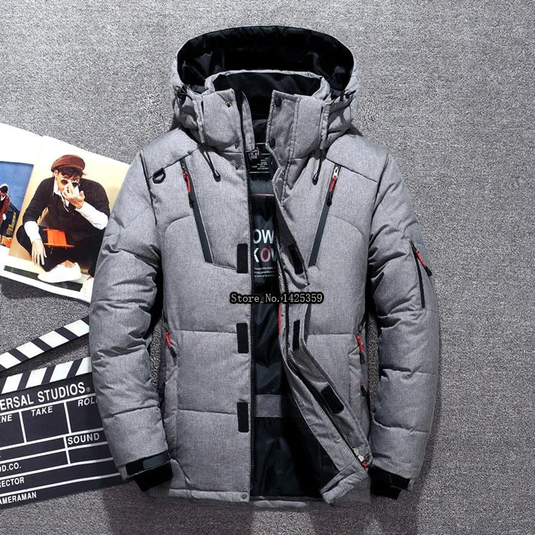 '-20 Degree Winter Down Coat Men White Duck Down Parkas Jacket Mens Thick Warm Snow Parka Jacket Overcoat Windbreaker Warm Parkas  (Available)
