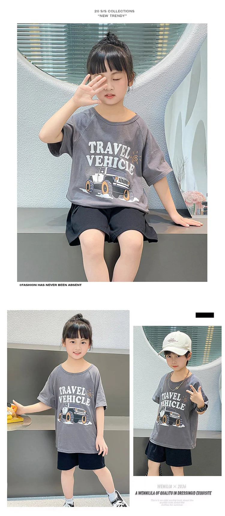Summer Cartoon T-Shirt+Shorts 2-Piece Clothing Set Cotton Kids Boys Girls Casual Tracksuit Clothes Suits Outdoor Fashion 2-12Y