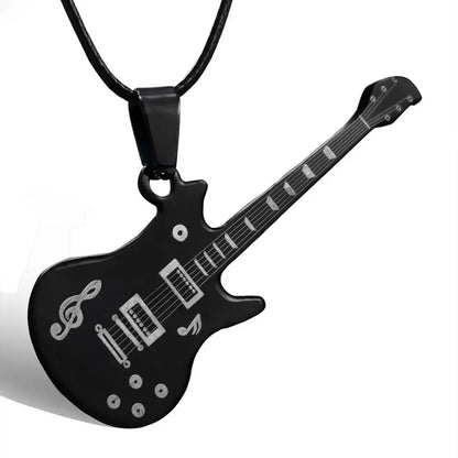 Stylish Gift For Men Pendant Guitar Leather Sweater chain Clavicle Chain Jewelry Fashion Accessories Necklaces