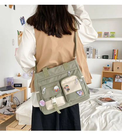 School Tote Book Bags for Girls Satchels Canvas Women Handbags Shoulder Bag Nylon Ladies Messenger Bag Oxford Crossbody Bags