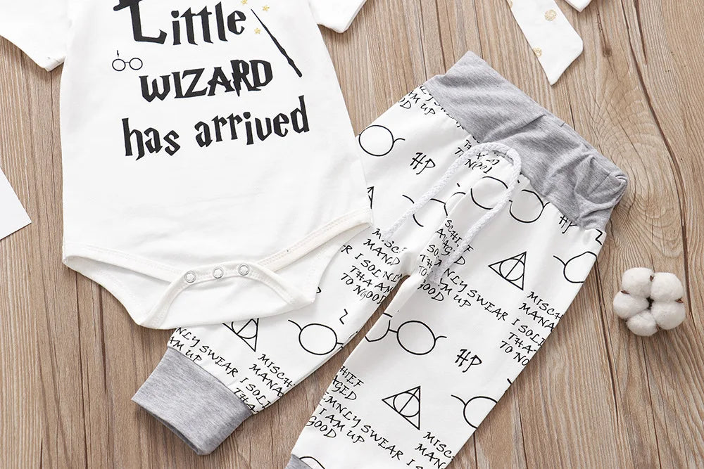 Newborn Baby Boy Girl Clothes Sets Summer Cotton Romper+Pants+Hat Toddler Kids Tops+Trousers+Headband 3 PCS Children's Clothing