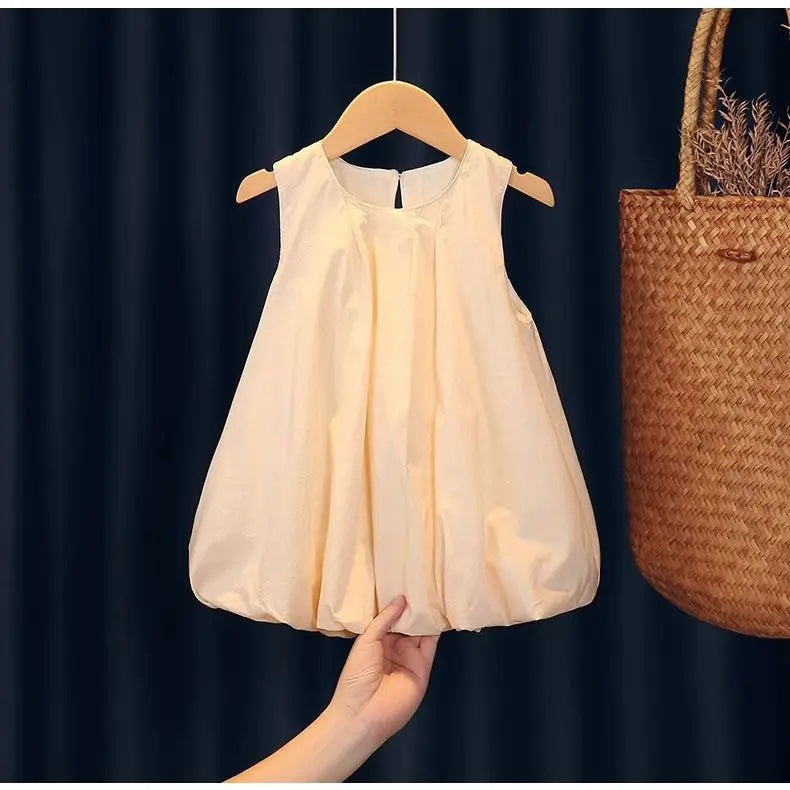 Girls' Summer Dress 2025 New Style French Flower Bud Summer Dress for Little Girls Baby Pure Cotton Vest Skirt