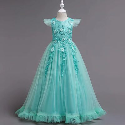 Elegant Girl Party Dresses For Children Embroidery Teenage Princess Dress Wedding Formal Evening Prom Kids Gown Holiday Costume
