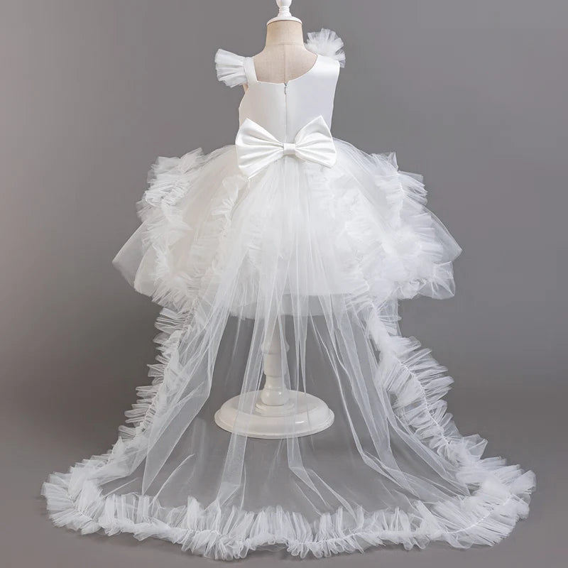 Baby Girls Party Dresses Sleeveless Eleagnt Solid Wedding Evening Ball Gown Holiday Costume Tulle Dress For Little Girl