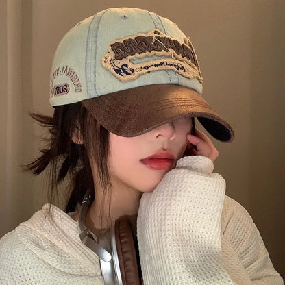Embroidery Letters Denim Baseball Cap For Men Women Fashion Patchwork Sunshade Peaked Hat Hip Hop Cotton Dad Trucker Caps