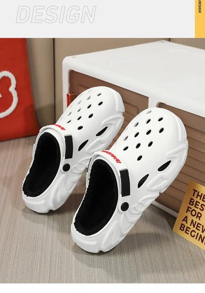 Winter Warm Home Slippers Men Waterproof Fur Clogs Slippers Garden Slippers Fuzzy Plush Slippers Bedroom Shoe For Indoor Outdoor (Available)