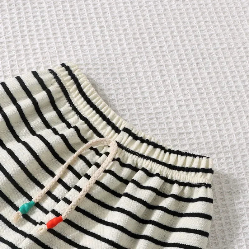 Summer Baby Boy Girls Clothes Set Children Stripe Tshirts and Shorts 2 Pieces Suit Kid Top Bottom Outfits Casual Tracksuits