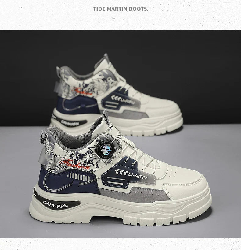 Men's Casual Outdoor Boots Fall Breathable Trendy Versatile Leisure Knob Board Shoes Anti-slip Riding Fashion Sneakers  (Available)