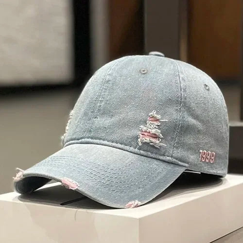 Washed Denim cotton baseball cap Vintage broken hole cap women's four seasons  simple fashion versatile  leisure hats for men