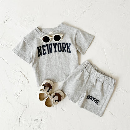 Summer Hot Baby Boys Clothes Pure Cotton Short Sleeved+Shorts Set Letter Printed T-shirt Sports Set Baby Girl Newborn 2PCS