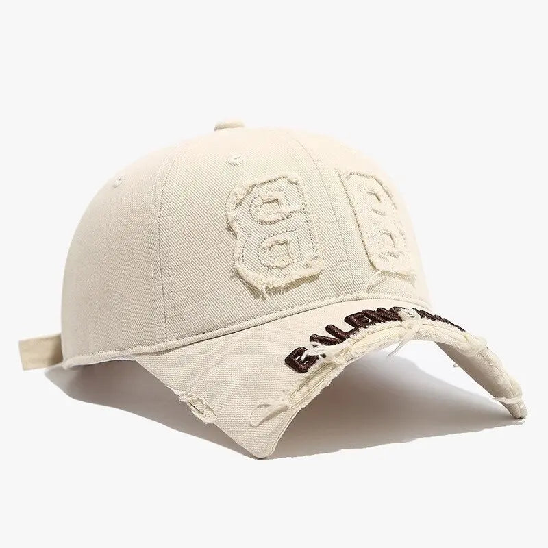 fashion denim baseball cap women men hats vintage distressed letters embroidered cotton soft top casual hats unisex