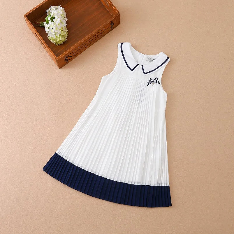 Girl Dresses Sleeveless Summer Chiffon Pleated Clothing Kids' Dresses Baby Girl One-piece Dress