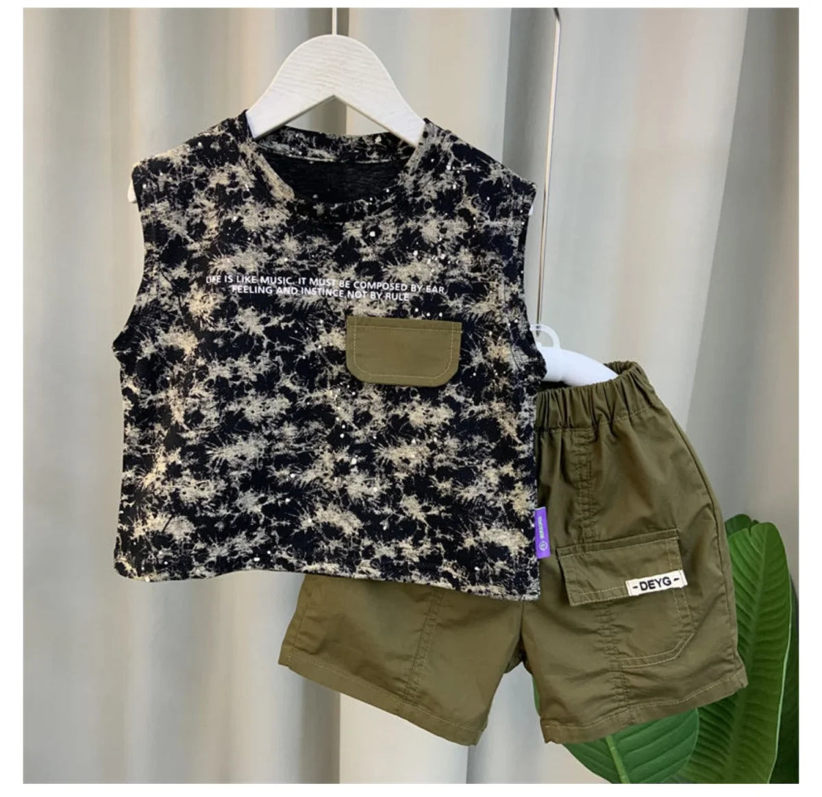 Boys Summer Vest Set New Fashionable Baby Handsome Fashion Sleeveless T-shirt Shorts Two Piece Set Children's clothing set