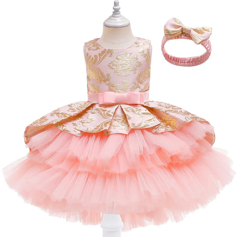 Elegant Trailing Party Dress For Girls Embroidery Wedding Prom Ball Gown Lace Flower Girl Dress Kids Princess Vestidos