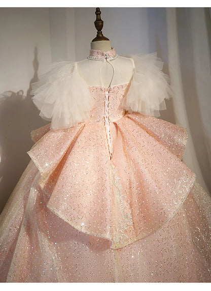 Kids Girls Princess Dress for Party Birthday Exquisite Beadings Sequined Tulle Ball Gown Flower Girl Wedding Dresses Children