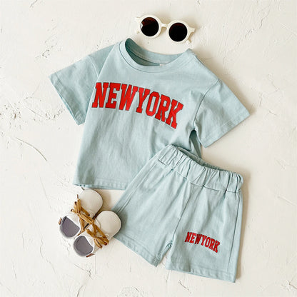 Summer Hot Baby Boys Clothes Pure Cotton Short Sleeved+Shorts Set Letter Printed T-shirt Sports Set Baby Girl Newborn 2PCS