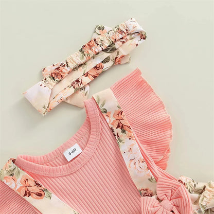 Kids Dress For 0-18 Months Cotton Ruffle Sleeve Cute Butterfly Floral Summer Princess Formal Dresses Newborn Baby Girl Clothes (Available)