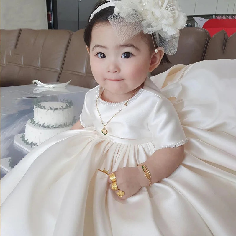 Party Dresses For Girl Flower Princess First Birthday Baby Girls Dress Baptism White Wedding Kids Dresses For Girl Toddler Gowns
