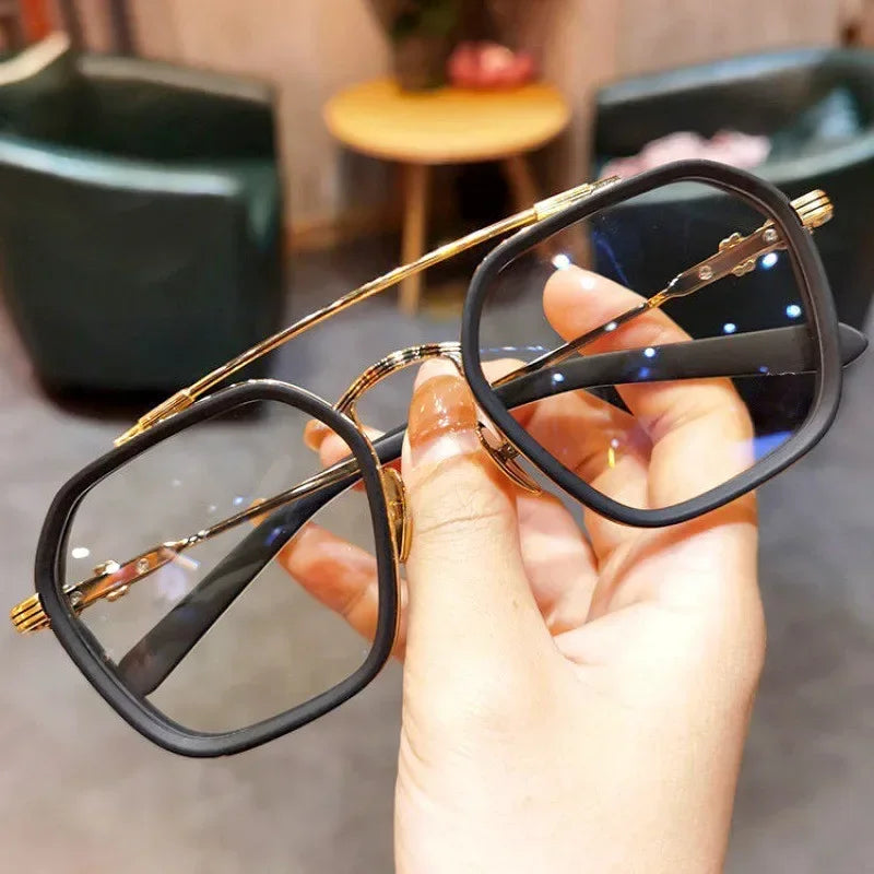 Fashion Men Sunglasses Oversized Frame Women Anti-blue Light Transparent Glasses UV400 Eyewear Flat Mirror Eyeglass