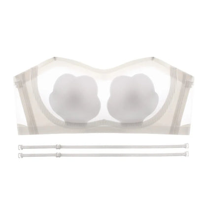 Sexy Strapless Tube Top Flower Cup Design Invisible Bras Non-marking Smooth Women Underwear Non Slip Push Up Bralette BCD Cup