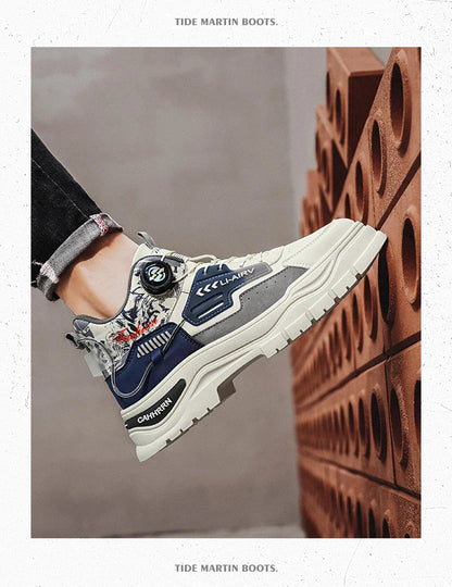 Men's Casual Outdoor Boots Fall Breathable Trendy Versatile Leisure Knob Board Shoes Anti-slip Riding Fashion Sneakers  (Available)