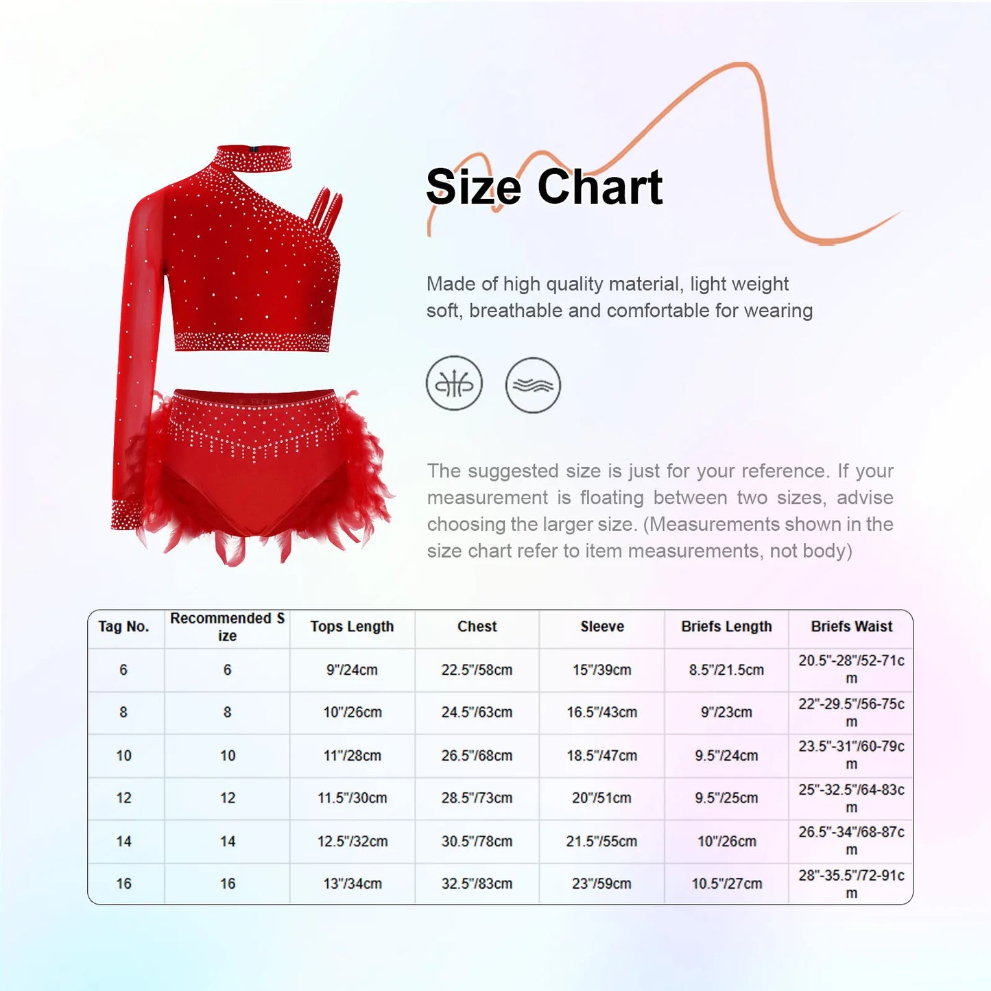 Girls Modern Dance Dress 2 Piece One-shoulder Sleeve Rhinestone Crop Top And Feather Skirts Sets Dance for Stage Performance